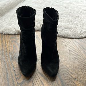 INC black suede booties size 7
